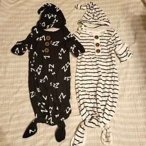 🔴4/$20🔴 Lullaby Lane Baby Gowns with Hats 0-6 months set of 2